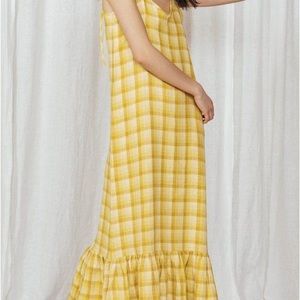 Linen Gingham Summer Maxi Dress M